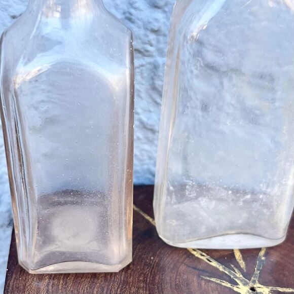 Vintage Glass Bottles Set Two Rustic Cottagecore Decor Vases - Picture 3 of 10